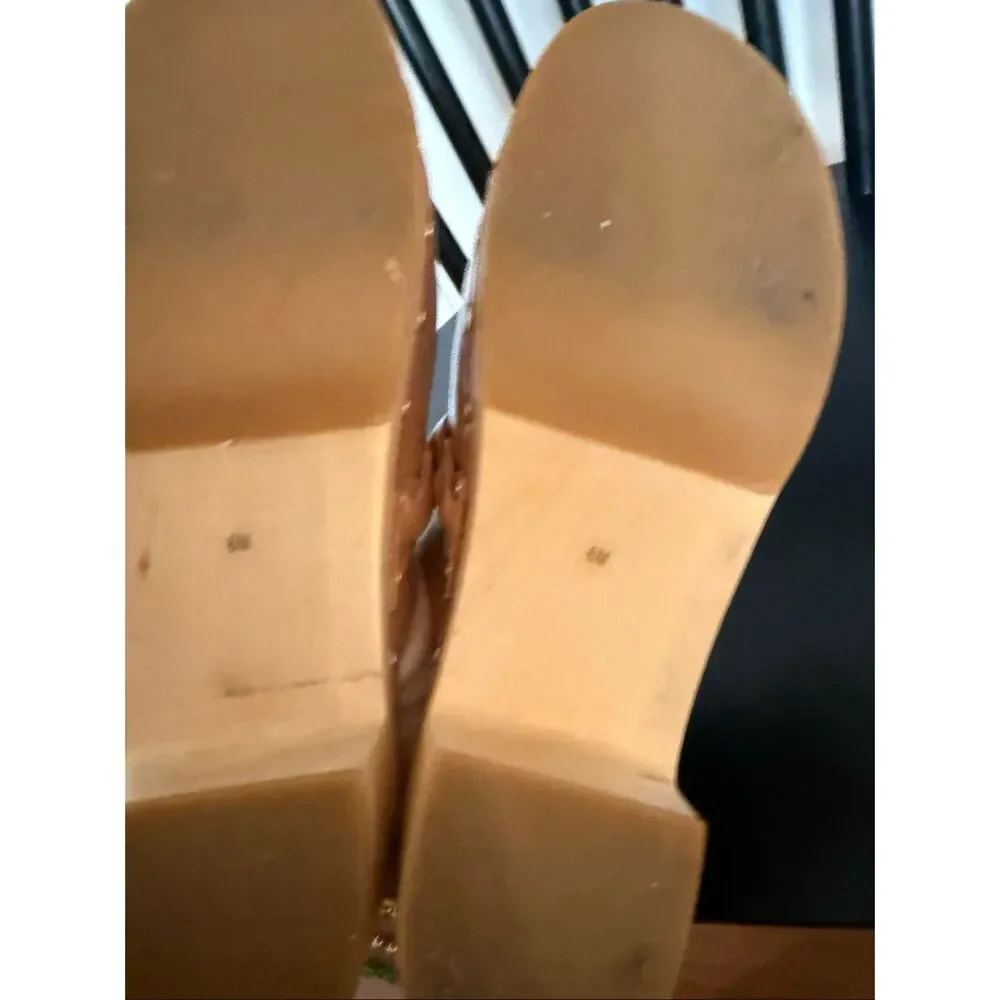 Loeffler Randall Lupa leather tan braided details clogs size 6 honey